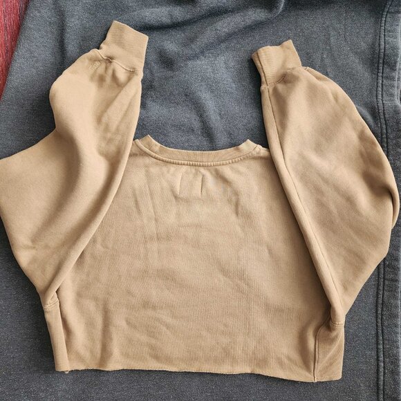 Aritzia TNA Cozy AF Fleece Boyfriend Cropped Sweatshirt - Beige XS - Picture 4 of 4